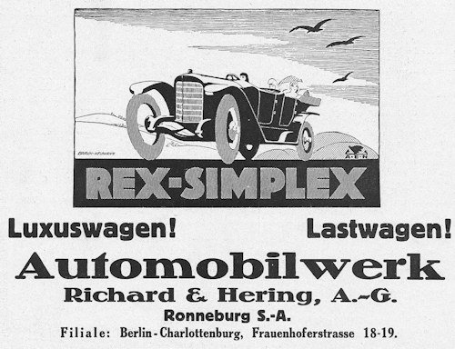Automobilwerk Richard & Hering  Automotive manufacturer Ronneburg, Germany from 1902 to 1922