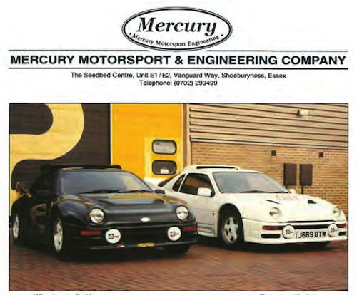 Mercury Motorsport & Engineering Company Limited Automotive manufacturer of  Shoeburyness , Essex UK from 1993 to 1998