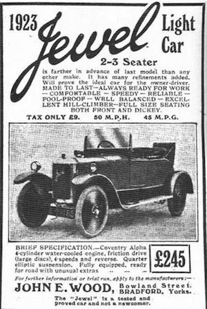 Jewel (John E. Wood ) Car manufacturer of Great Britain from 1921 to 1939.