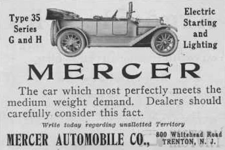 Mercer Automobile Company American Automotive manufacturer Detroit, Michigan, USA From 1909 to 1931