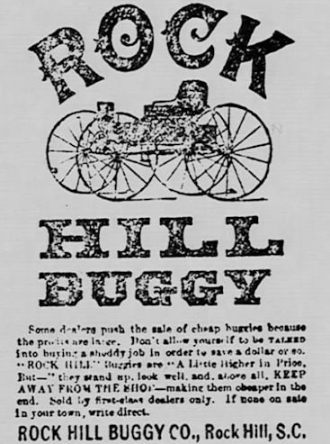 Rock Hill Buggy Company Automotive manufacturer of Rock Hill , South Carolina United States from 1910. Rock Hill Buggy Company Automotive manufacturer of Rock Hill , South Carolina United States from 1910.