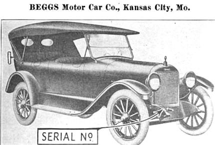 Beggs Motor Car Co. Automotive manufacturer of Kansas City , Missouri,United States from 1919 to 1923.