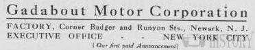 Gadabout American Automotive manufacturer Newark, New Jersey, USA From 1913 to 1915