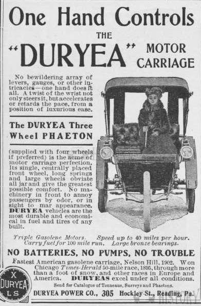 Duryea 1902 Three wheel Phaeton car